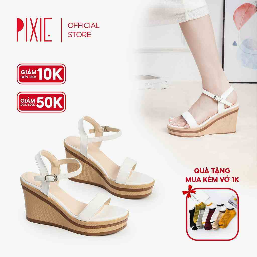 Giày Sandal Đế Xuồng 9cm Quai Ngang H100 Pixie