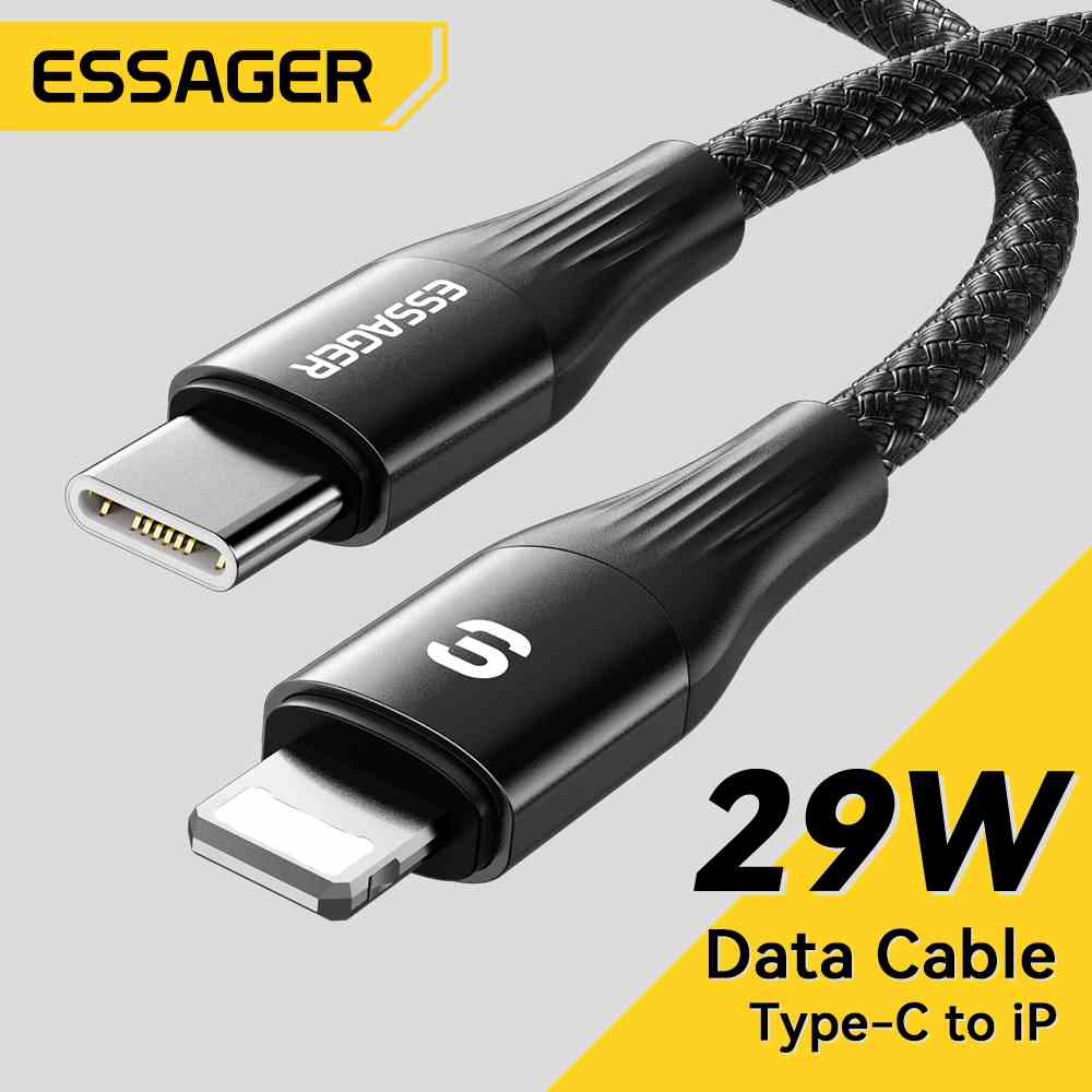 Dây cáp sạc nhanh ESSAGER usb c sang L 29w / 27W / 20W thích hợp cho IP 7-14 Pro