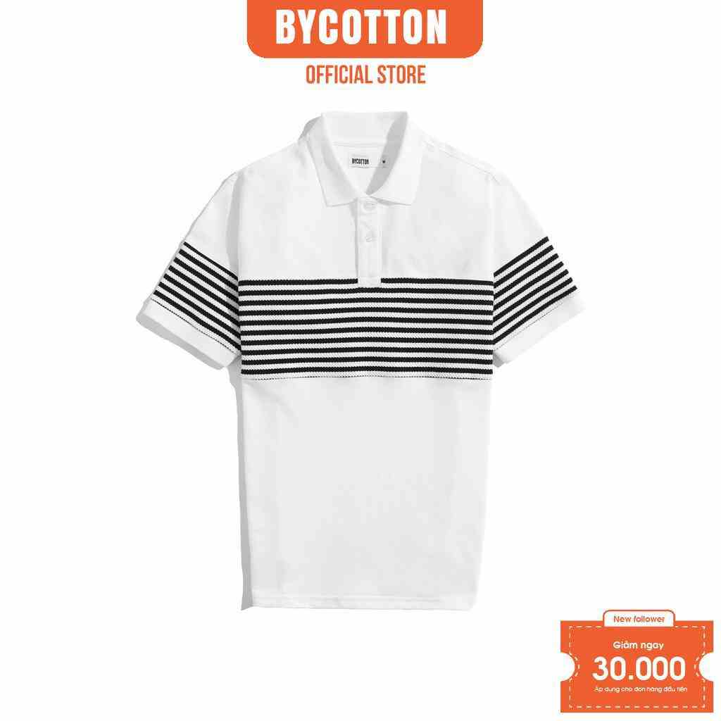 [Mã BYCO300T8 giảm 30% đơn 0K] Áo Thun Nam Polo Cổ Bẻ BY COTTON PHỐI SỌC NGỰC P230307