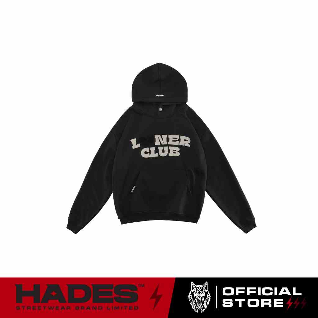 ÁO HOODIE MŨ TRÙM UNISEX VẢI CHÂN CUA LONER CLUB BOXY HOODIE - HADES BRAND CHÍNH HÃNG