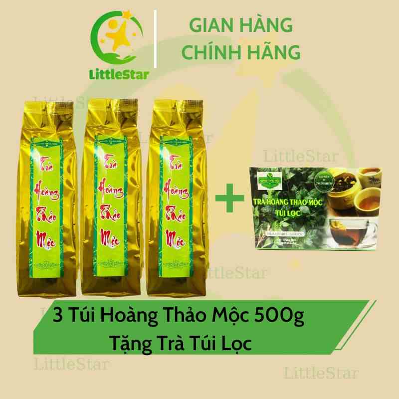 3 Trà Hoàng Thảo Mộc 500g Tặng Trà Túi Lọc - Trà Thảo Mộc Thanh Nhiệt Cơ Thể