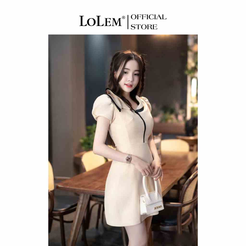 Đầm chữ A thiết kế LOLEM DX426 cổ vạt vải linen thoáng mát