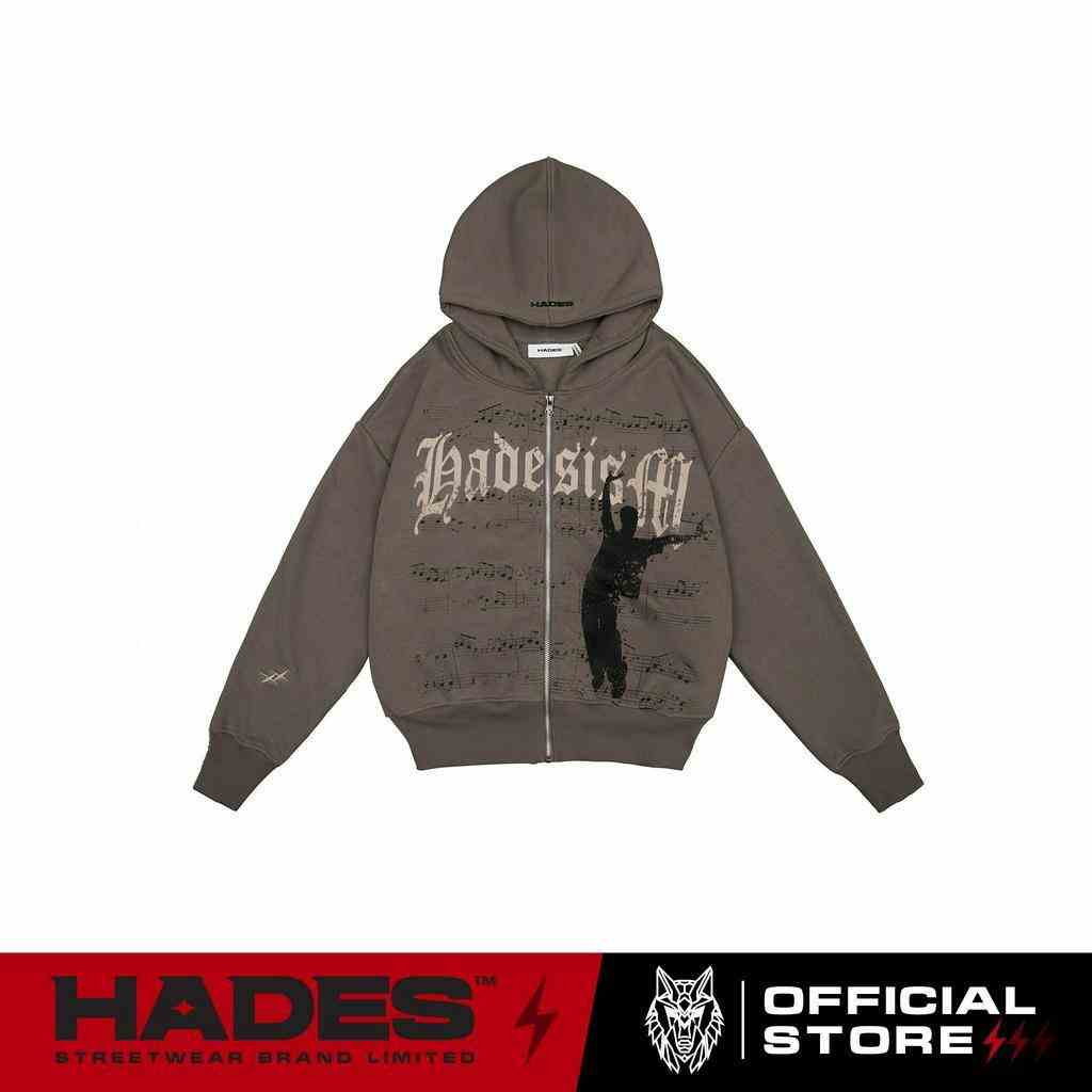 ÁO HOODIE ZIP UNISEX VẢI NỈ BÔNG MUZIC PATCHES BOXY HOODIE ZIP - HADES BRAND CHÍNH HÃNG