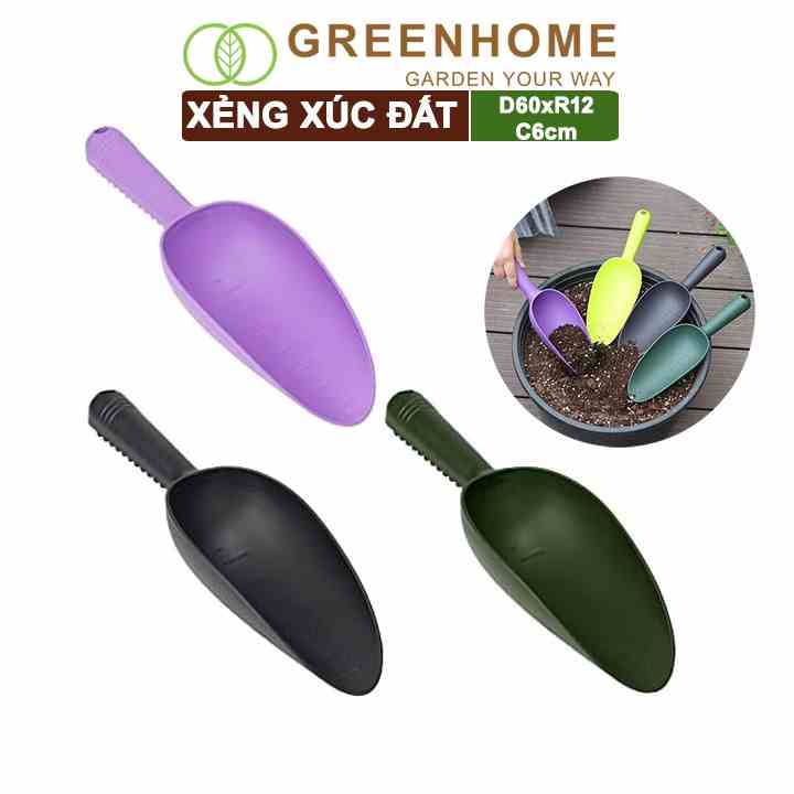 Xẻng nhựa làm vườn Greenhome, D25cm, xúc đất, châm phân bón, có chia vạch tiện lợi, siêu bền, dễ vệ sinh