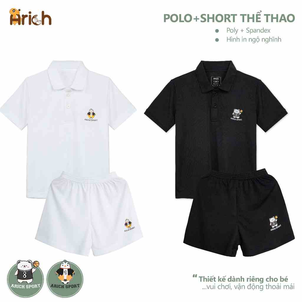 Set áo Polo và Quần thể thao cao cấp cho bé từ 18M-5Y