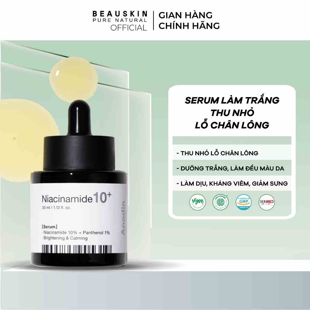 Serum làm trắng và thu nhỏ lỗ chân lông Anodin Niacinamide 10 Plus