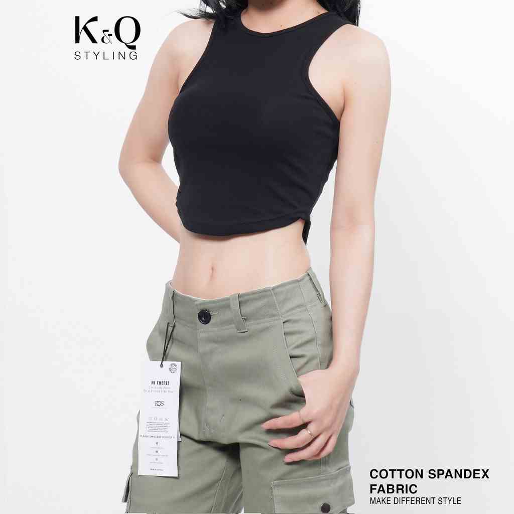 Áo thun croptop ba lỗ lai bầu KQSTYLING cotton 100% ôm body Freesize