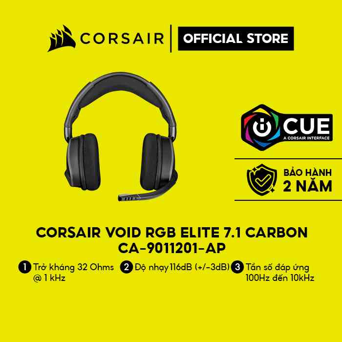 [Mã ELCL7 giảm 7% đơn 300K] Tai nghe chơi game không dây Corsair VOID RGB ELITE 7.1 Carbon - CA-9011201-AP