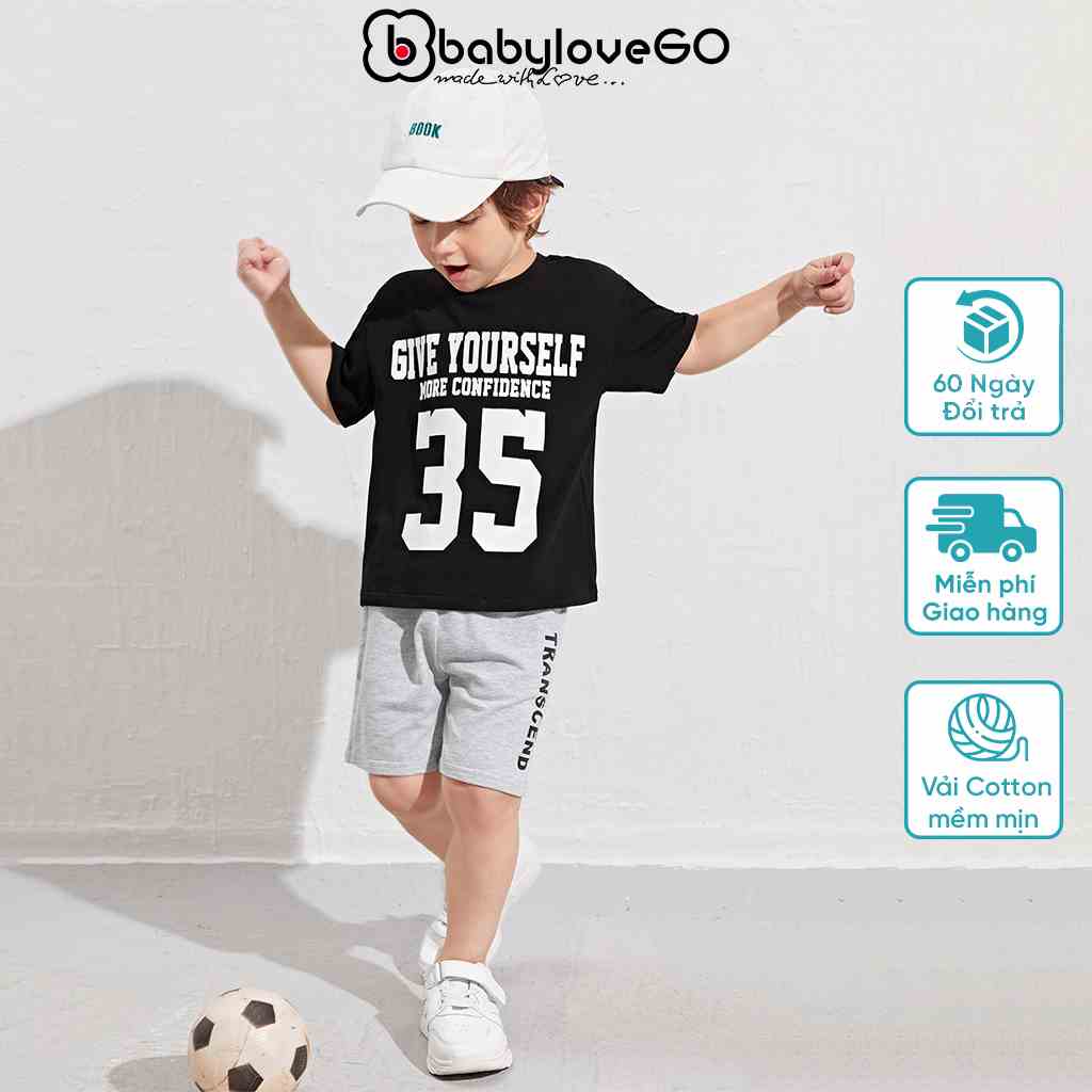 Áo in hình cho bé năng động tự tin BabyloveGO áo phông cộc tay bé trai chất cotton