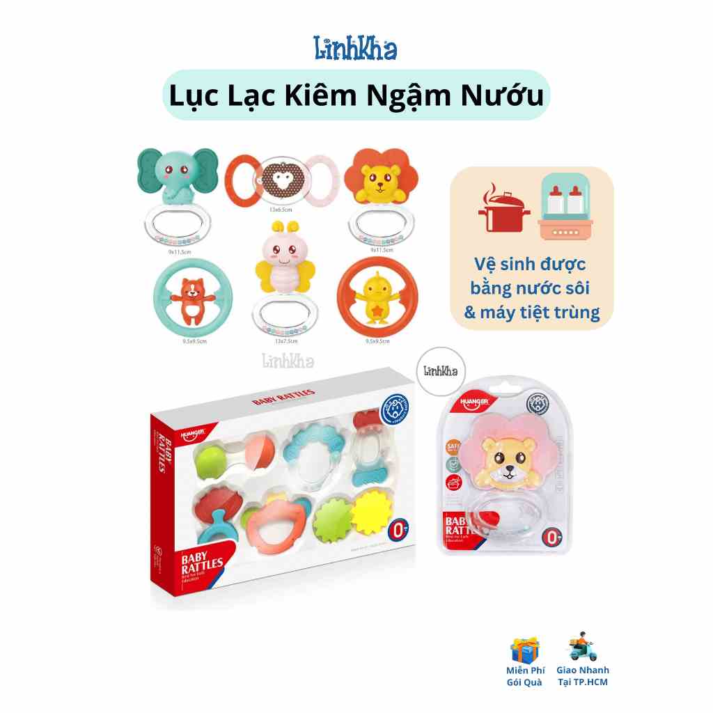 Đồ Chơi Lục Lạc Ngậm Nướu Cho Bé Từ 0-12 Tháng Tuổi - Chịu Được Nhiệt Độ Sôi Của Nước - Huanger