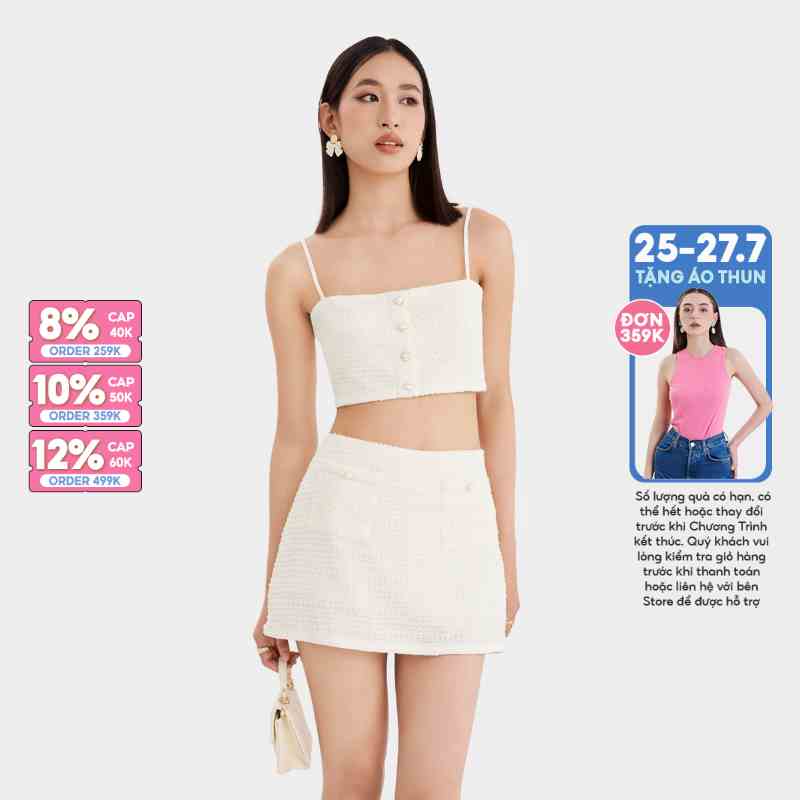 Áo 2 dây MARC FASHION croptop đính nút tim - FALH052223