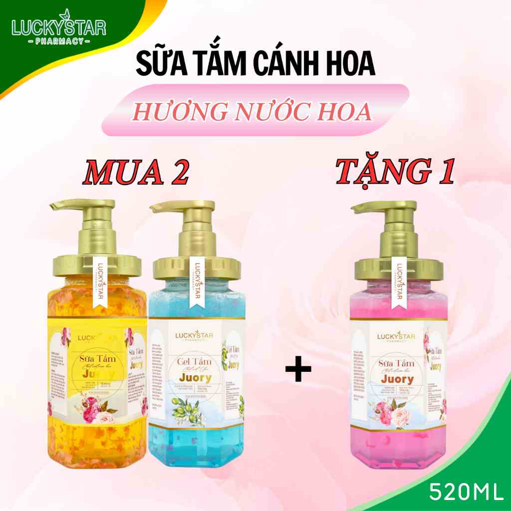 [Mã BMLTA35 giảm đến 35K đơn 99K] COMBO 2Chai Tặng 1Chai Sữa Tắm Cánh Hoa 520ml Lucky Star