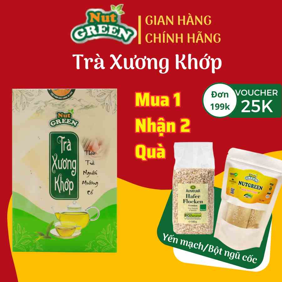 Trà Thảo Mộc Xương Khớp Nutgreen Giúp giảm đau thoái hóa xương, Thức trà của người Mường cổ ( Mế Mường) 30 túi lọc