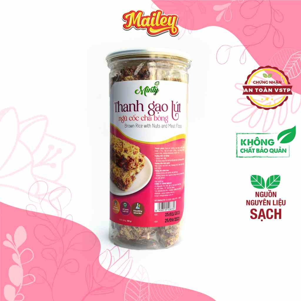 [Mã BMLTB35 giảm đến 35K đơn 99K] Thanh gạo lứt ngũ cốc chà bông Minty hũ 200 gram