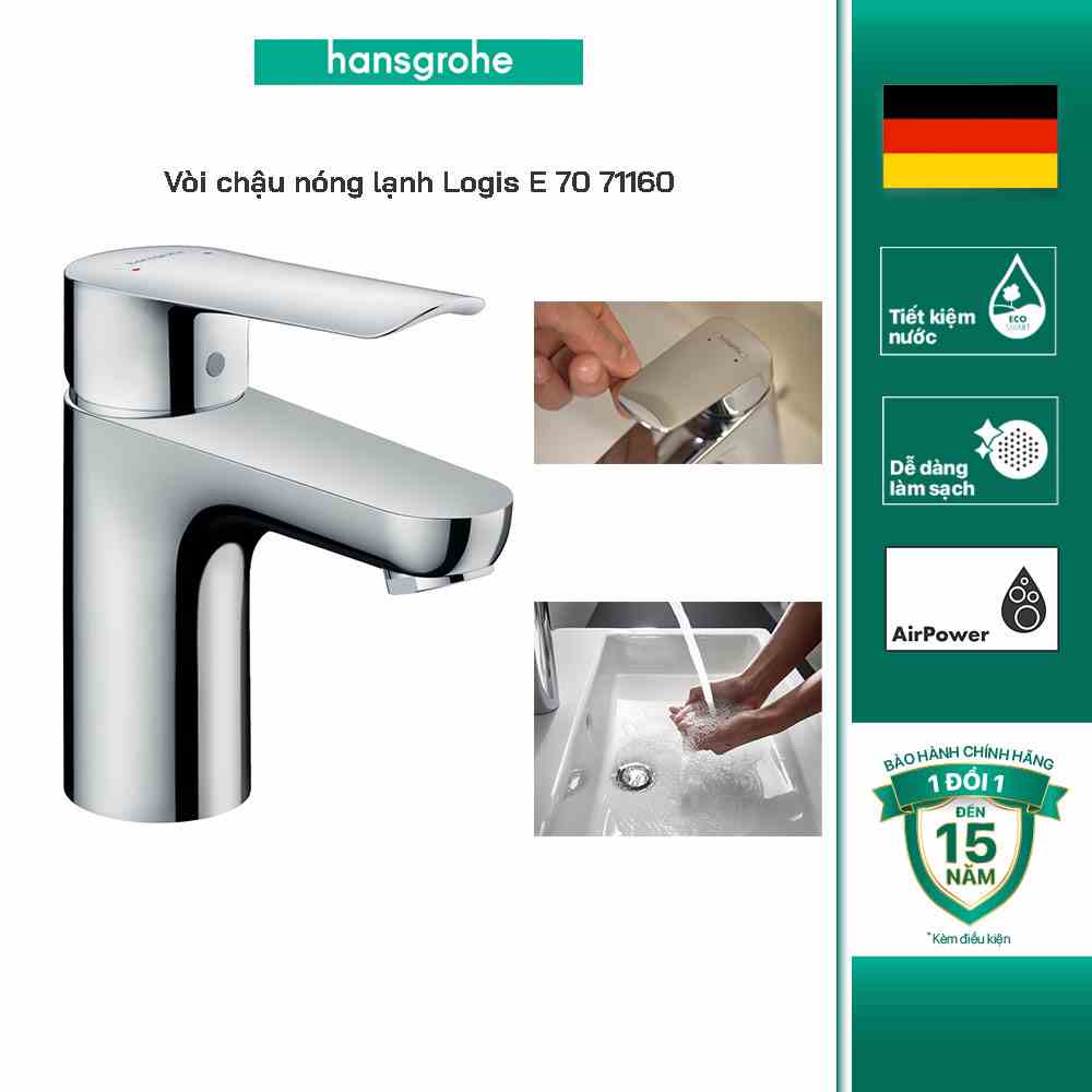 [Mã BMLTA35 giảm đến 35K đơn 99K] Vòi chậu lavabo nóng lạnh hansgrohe Logis E 70 71160