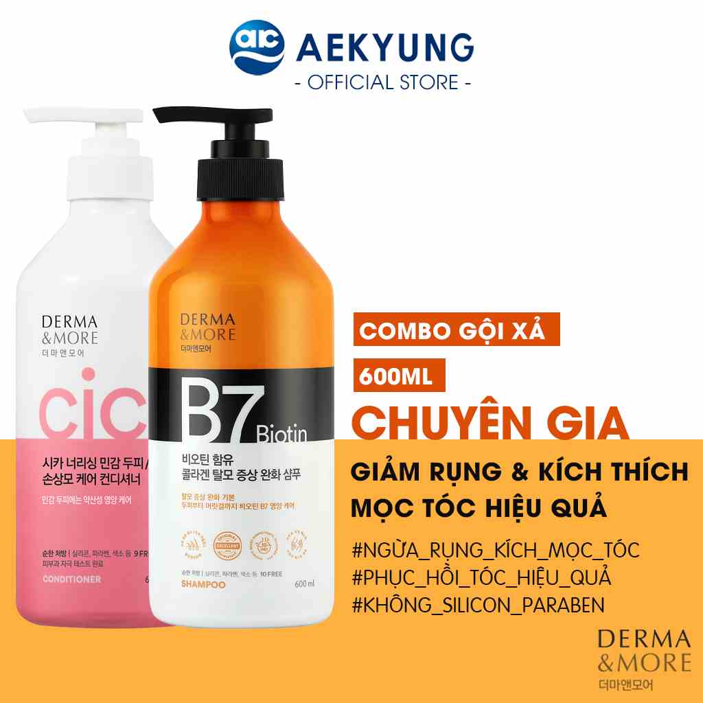 Dầu Gội Kích Mọc Tóc B7 Biotin Derma & More Giảm Rụng Tóc, Dưỡng Tóc Nhanh Dài, Suôn Mượt Và Chắc Khoẻ 600ml