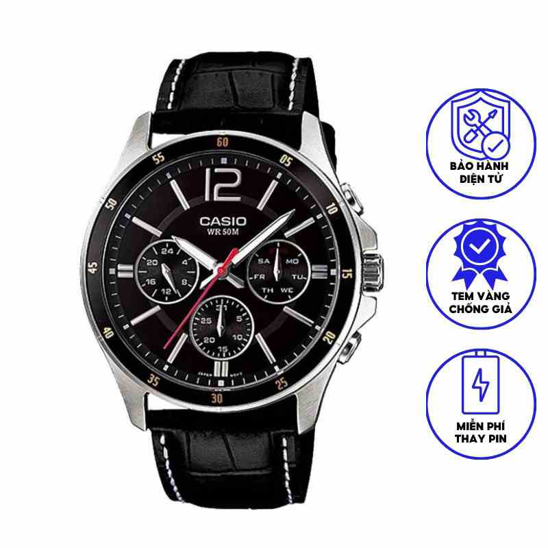 Đồng Hồ Nam Casio Dây Da MTP-1374L-1AV Chính Hãng