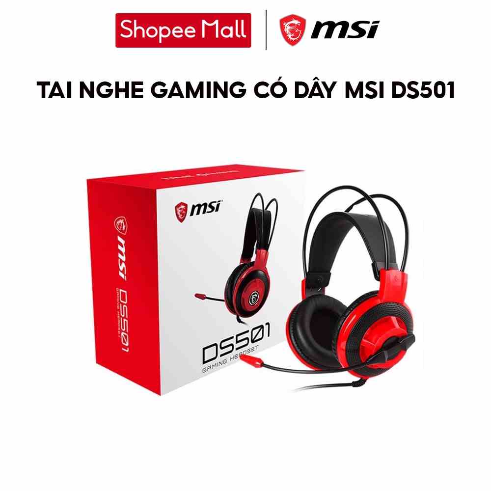 [Mã ELCL7 giảm 7% đơn 300K] Tai nghe gaming có dây MSI DS501 (màu đỏ đen)