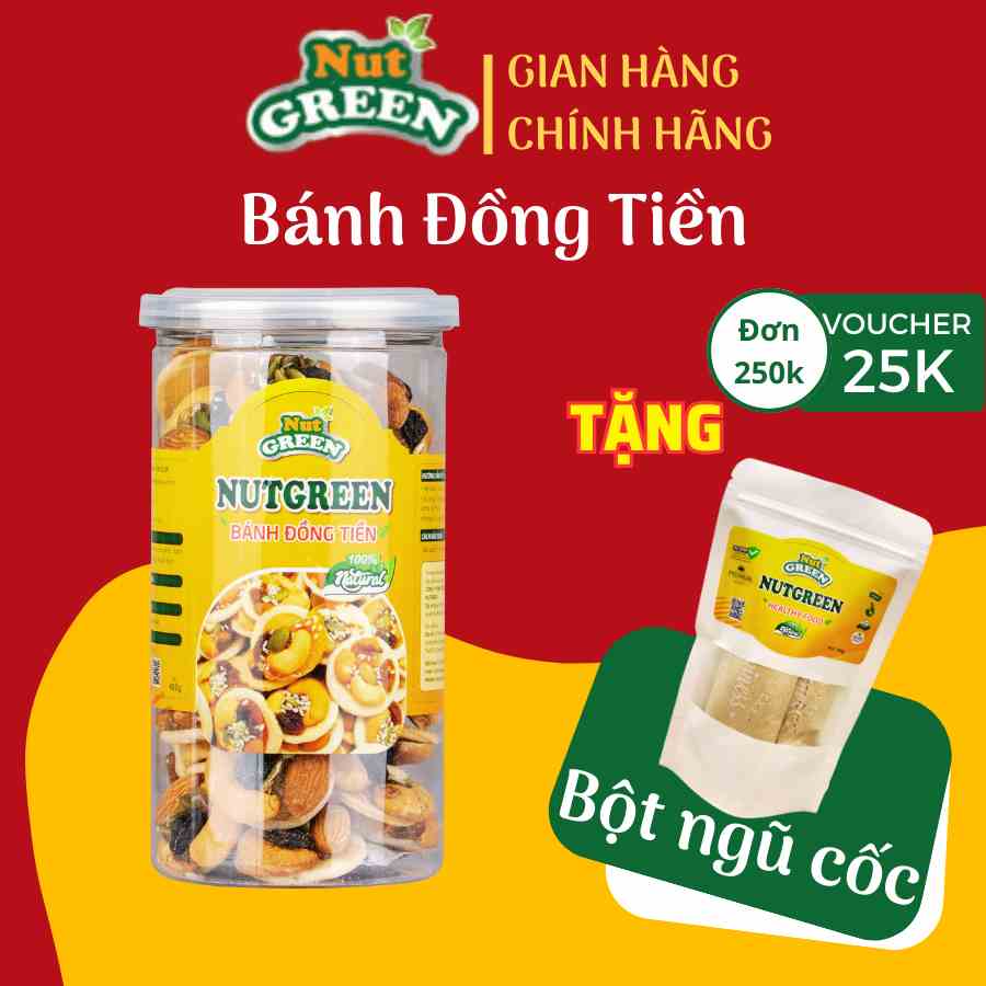 Bánh Đồng Tiền Mix Hạt Dinh Dưỡng NUTGREEN 400 Gram Giúp Ăn Kiêng Giảm Cân