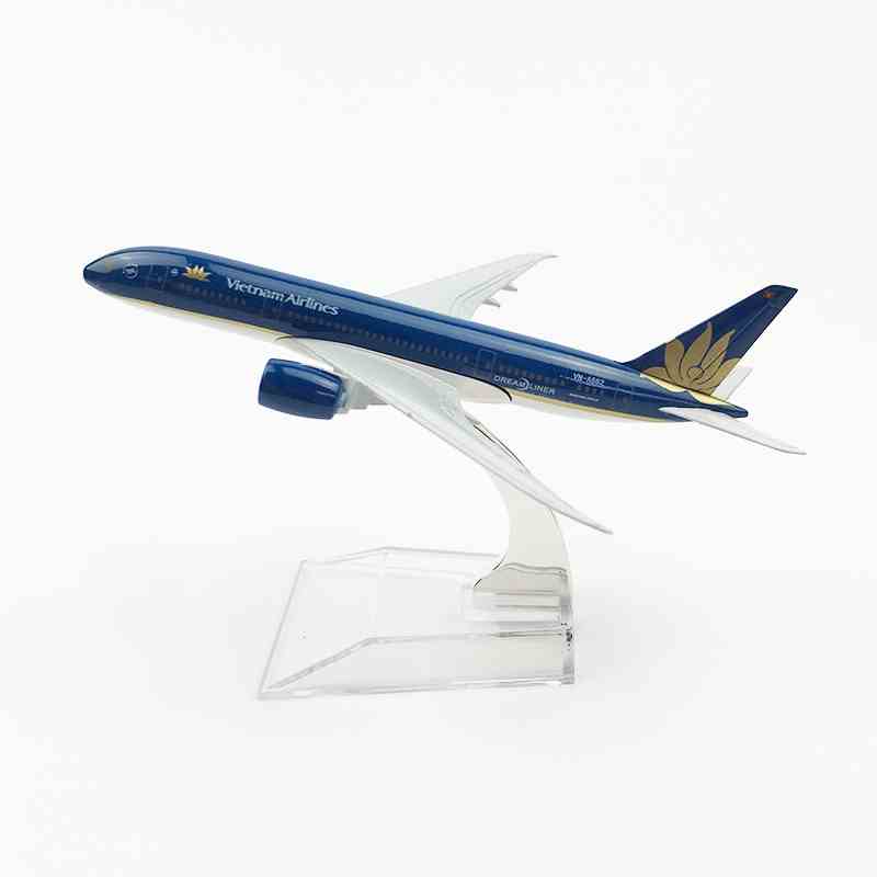 Đồ chơi mô hình máy bay Vietnam Airlines Airbus A350 KAVY dài 16cm bằng hợp kim nguyên khối có chân đế