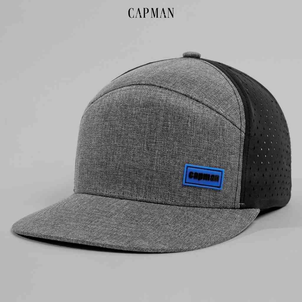 Mũ snapback màu xám đen CAPMAN lưỡi ngang CM26