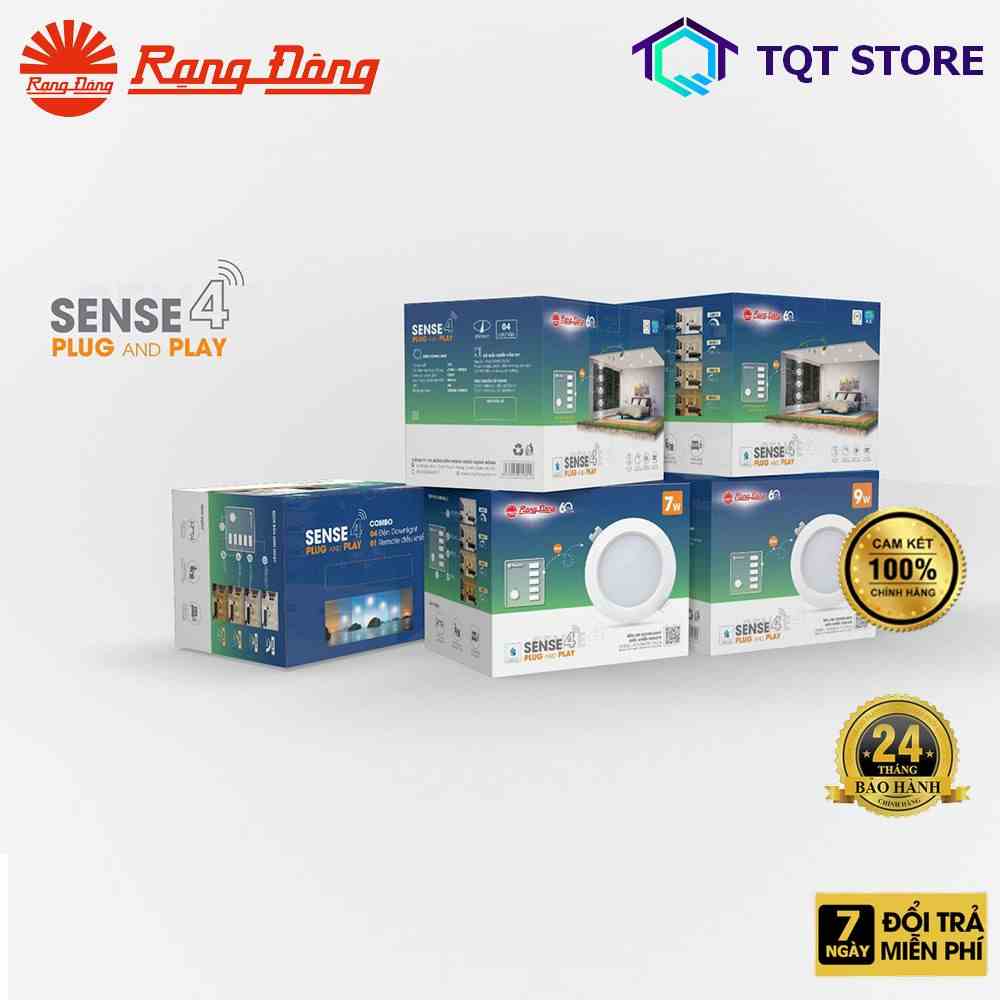 Combo Downlight Sense 4 thương hiệu Rạng Đông AT16.RM 110/9W.C4 tiết kiệm điện. Kèm 1 Remote điều khiển