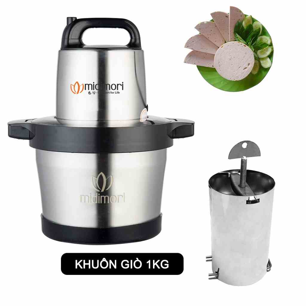 [Mã BMLTB200 giảm đến 100K đơn 499K] Combo Máy xay thịt Midimori 1200W và 1 khuôn làm giò chả inox loại 1kg