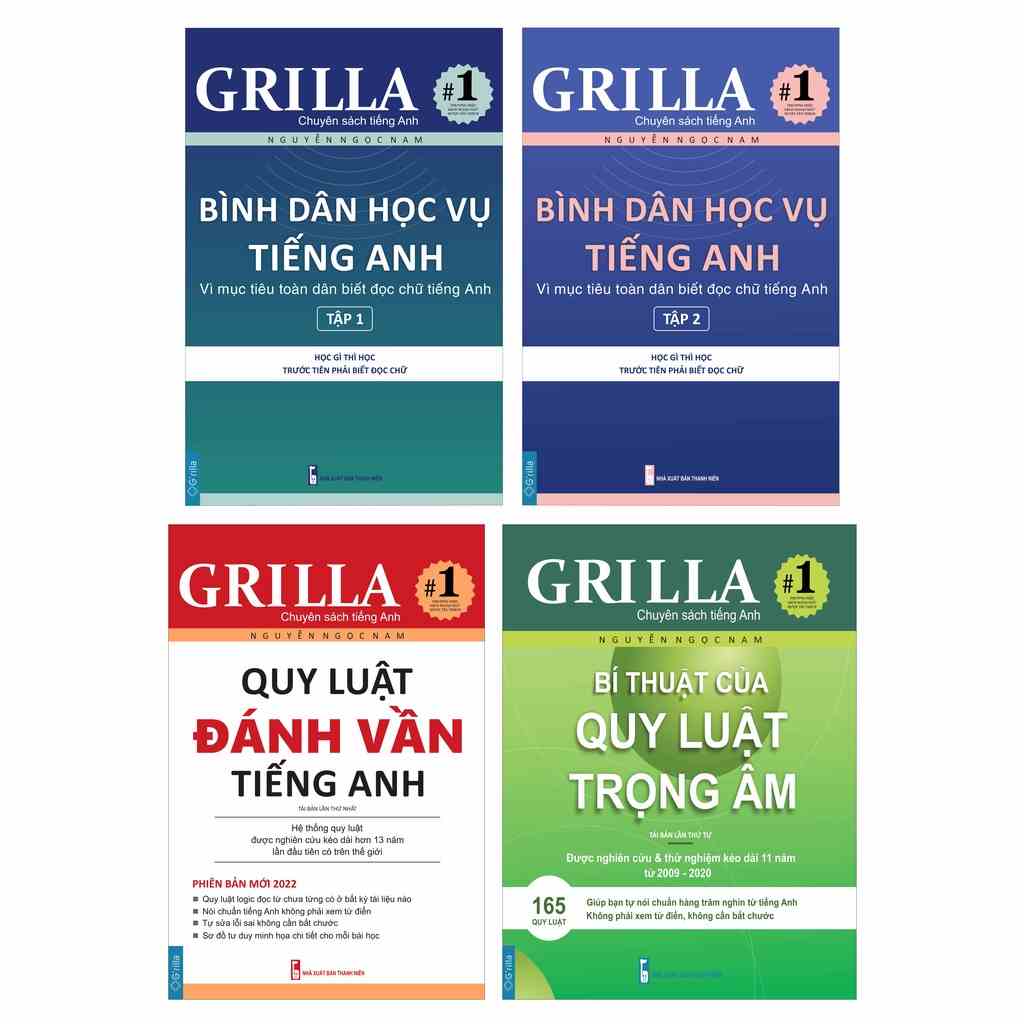 Sách - Combo 4 quy luật đánh vần tiếng Anh, bí thuật trọng âm và bình dân học vụ - Tặng kèm app học vĩnh viễn