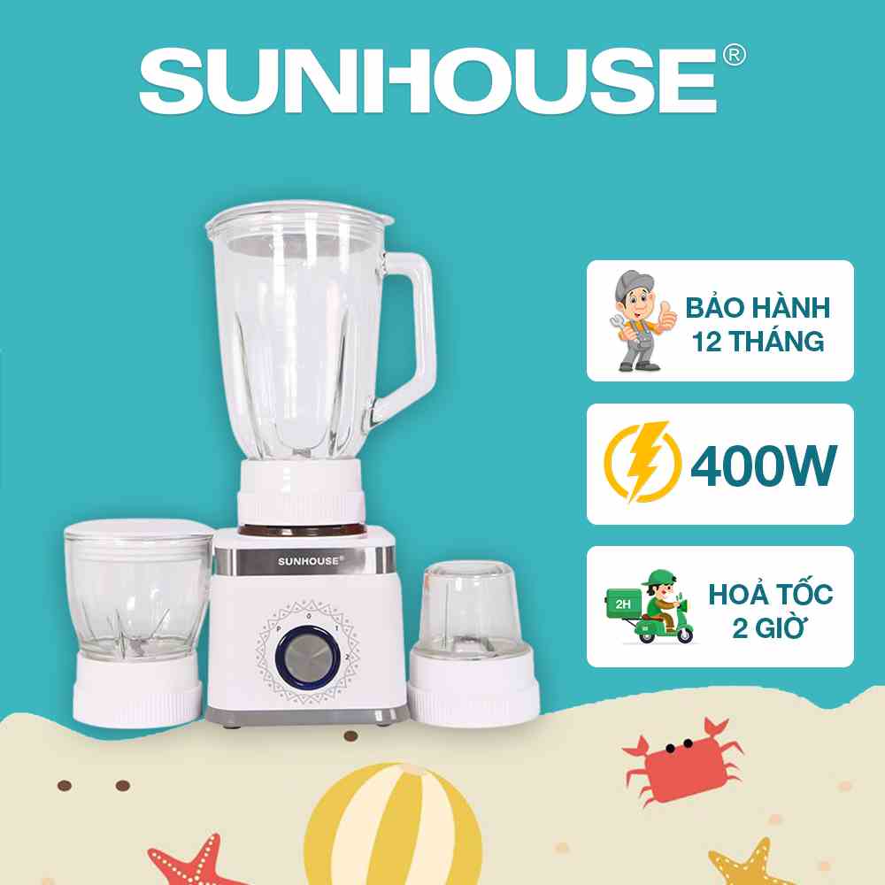 Máy xay sinh tố 3 cối SUNHOUSE SHD5582W - Bảo hành chính hãng 12 tháng