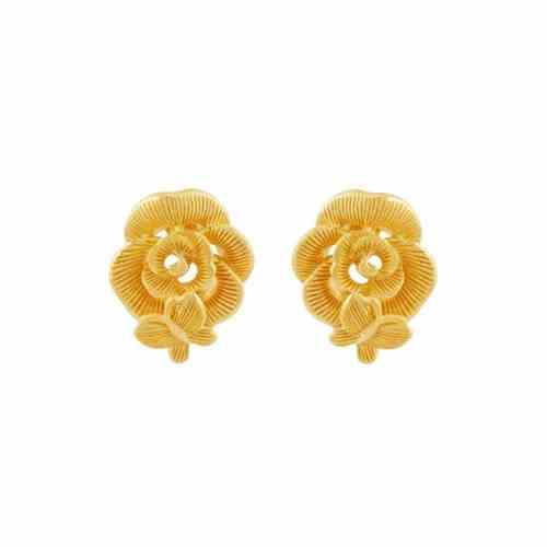 PRIMA Bông Tai Vàng 24K - BST Rose Butterfly - Hoa Hồng dịu dàng - 111E3325