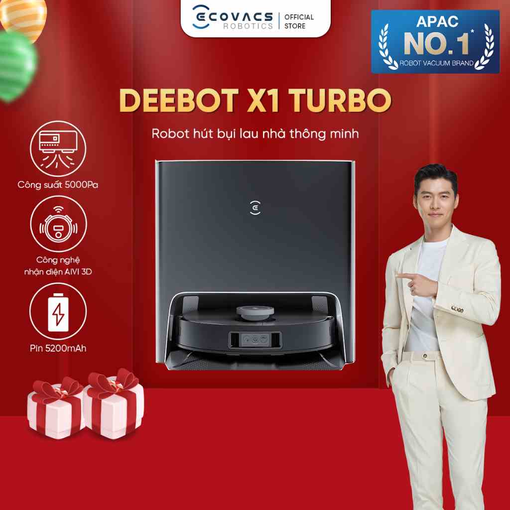 Robot hút bụi Deebot X1 Turbo_Lực hút 5000PA_DEX11 Bản Quốc Tế_Tự động giặt khăn lau_Hàng chính hãng_BH 24 tháng