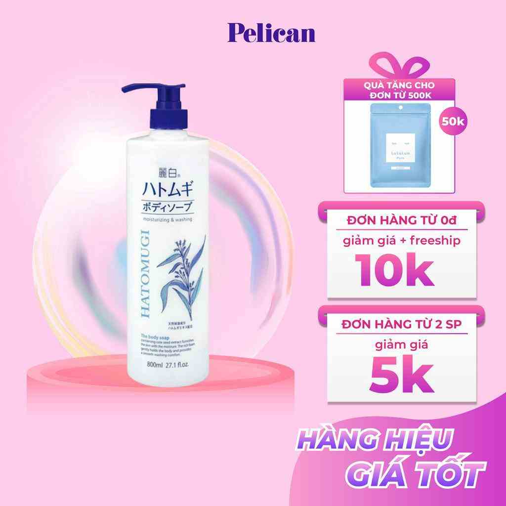 [Mã BMLTB35 giảm đến 35K đơn 99K] Sữa tắm sáng da Reihaku Hatomugi Moisturizing & Washing The Body Soap 800ml