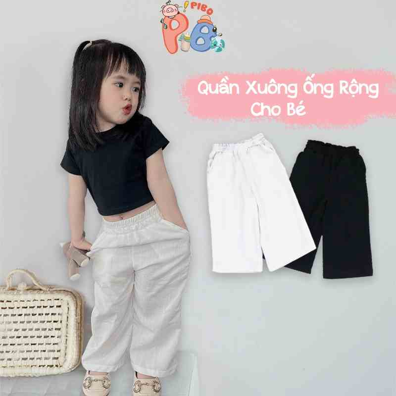 Quần Ống Suông Bé Gái Màu Đơn Sắc, Chất Xược,Tôn Dáng, Dễ Phối Đồ - BabyBoo - PiBo Store