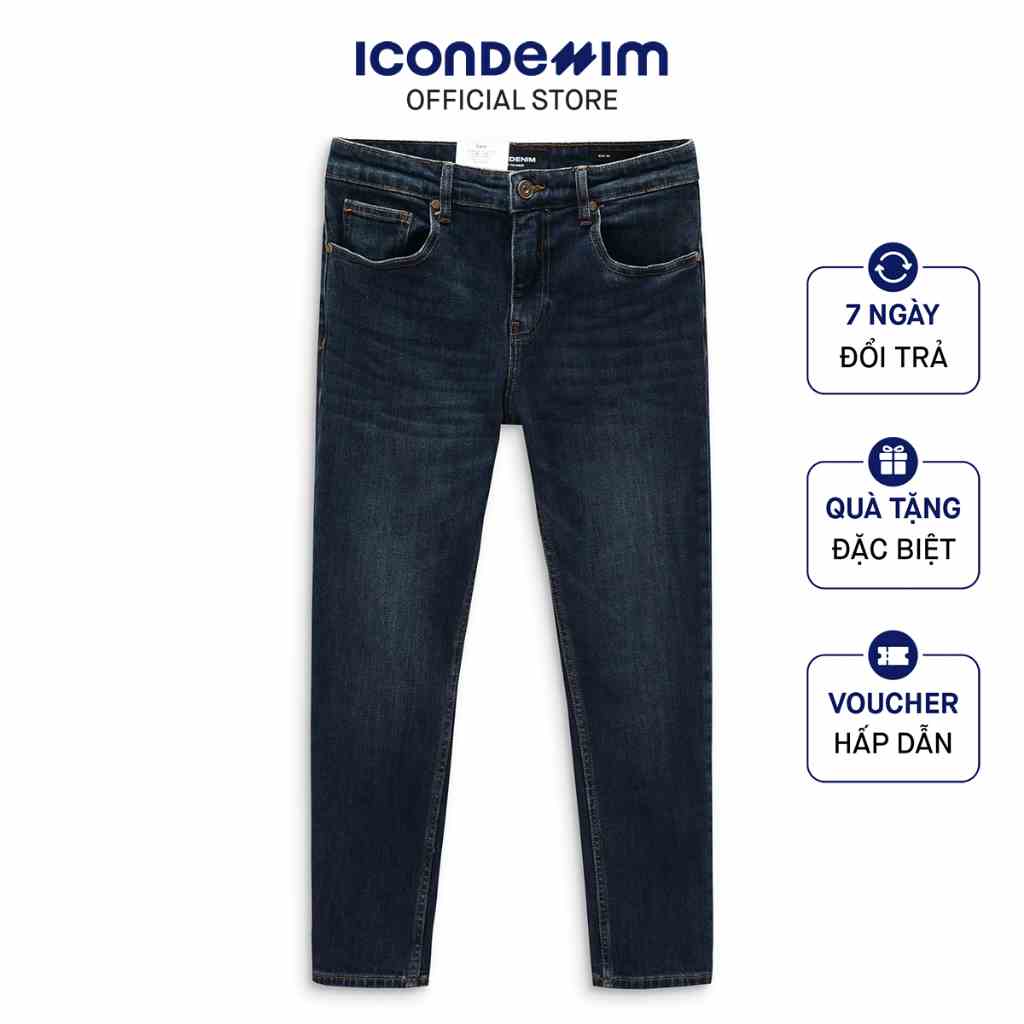 Quần Jean Nam ICONDENIM Slim Fit Dark Blue Whiskering QJID0084