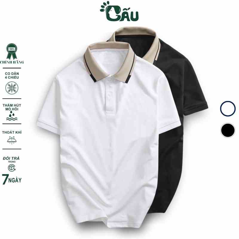 Áo thun Polo GẤU 194 Trơn Unisex vải cá sấu Poly co dãn 4 chiều dày dặn form gerular fit - PL PLB