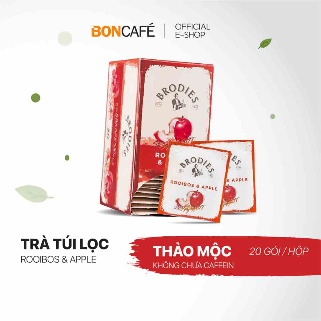 Trà thảo mộc túi lọc Brodies vị hồng trà Nam Phi và Táo 20 gói/hộp - Brodies Rooibos and Apple Tea (2g/20s)