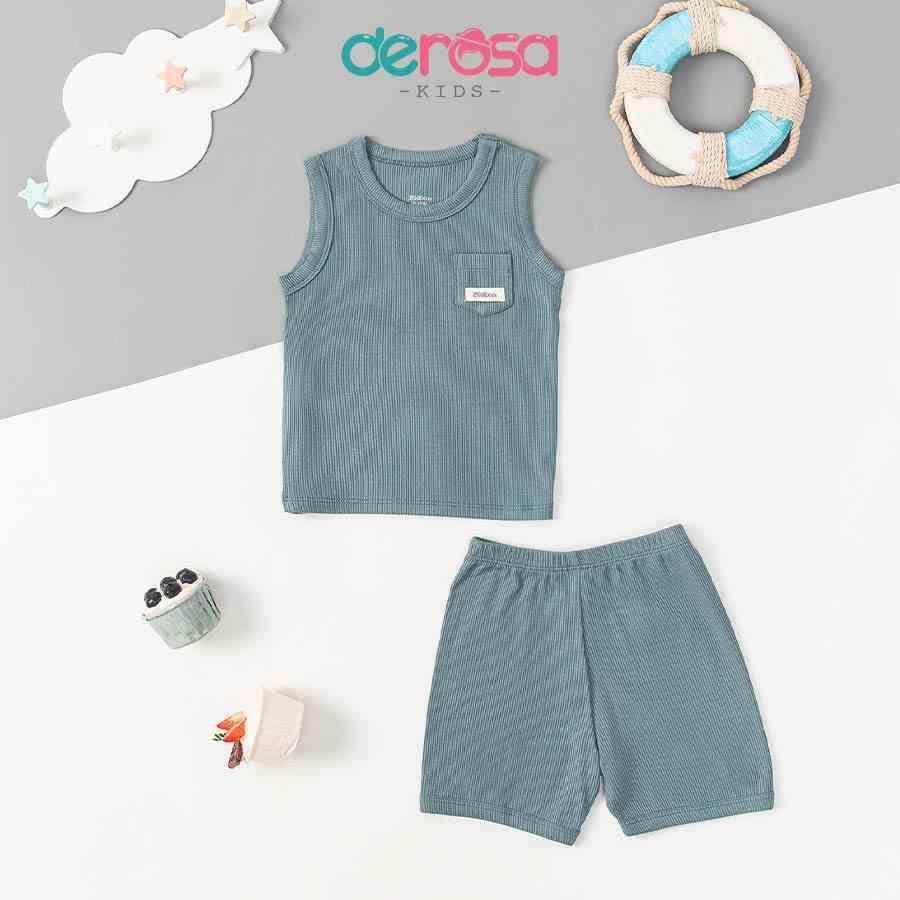 Bộ thun ba lỗ bé trai DEROSA KIDS đồ bộ mùa hè cho bé từ 3 đến 24 tháng ZSB23-030B