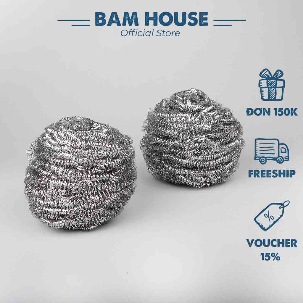 Cước rửa chén sợi inox Bam House siêu dày sáng bóng cao cấp CLS02 - Gia dụng bếp