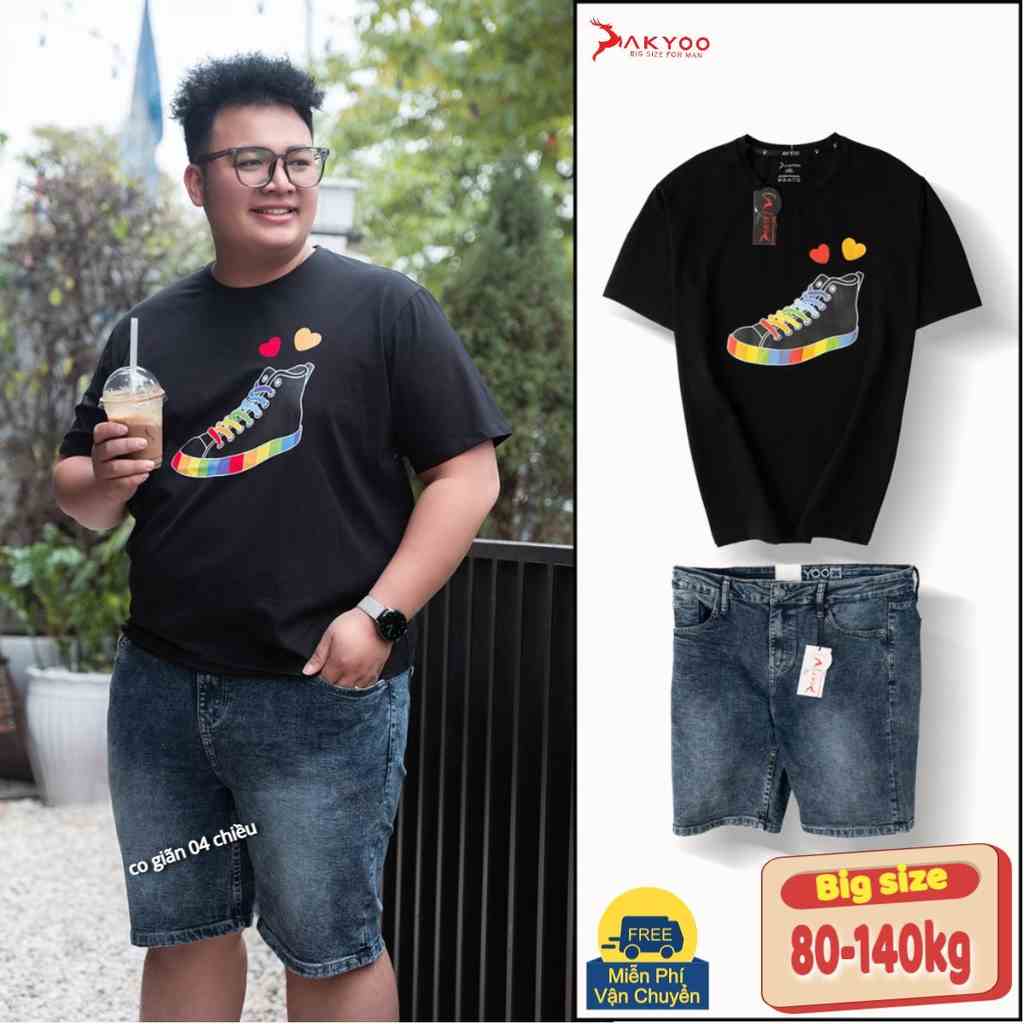 Áo Thun Nam Big Size,Quần short jean size 80 đến 140kg ,Item Bigsize Nam Giới Fhashion Akyoo