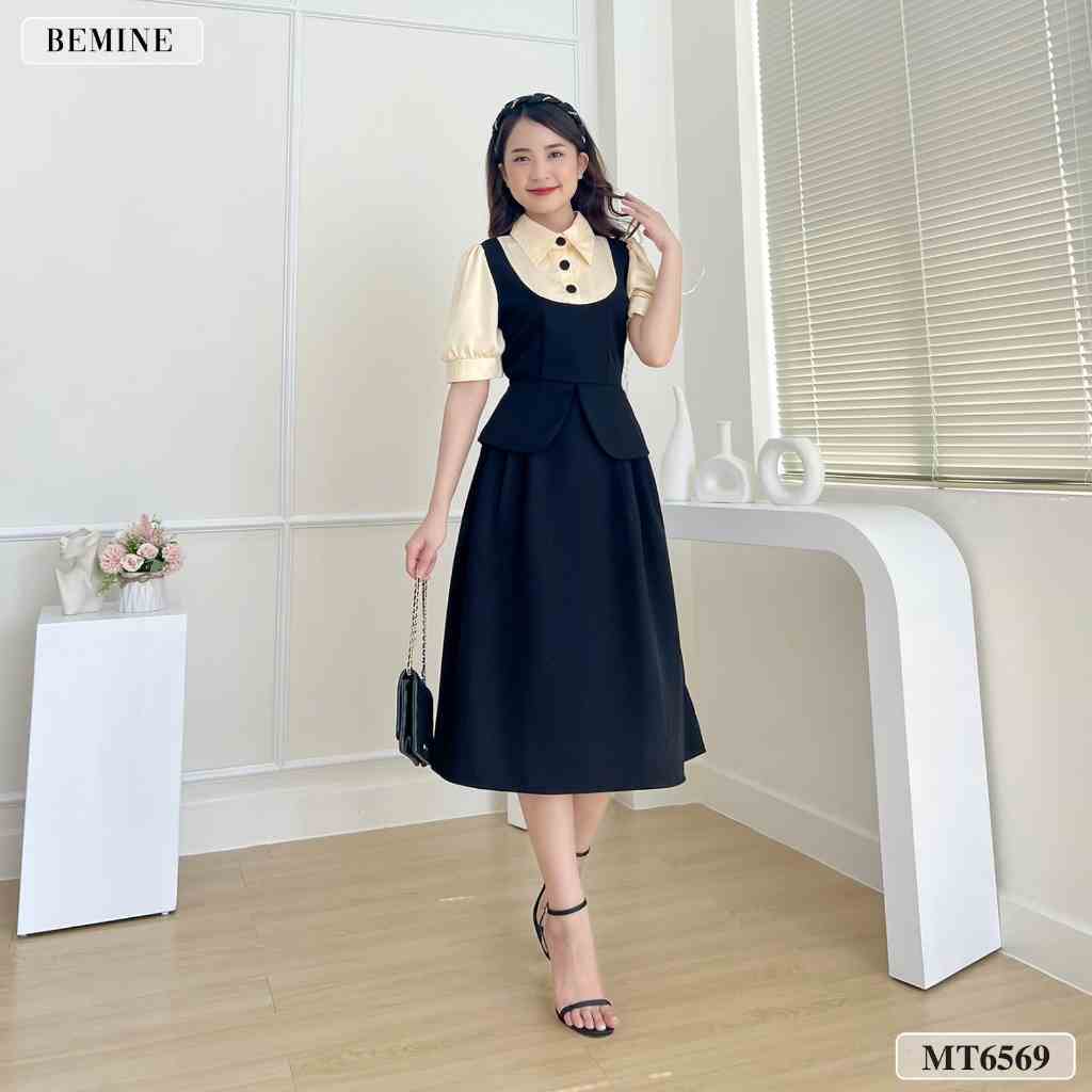 Đầm tay phồng cổ phối tùng xòe BEMINE MT6569