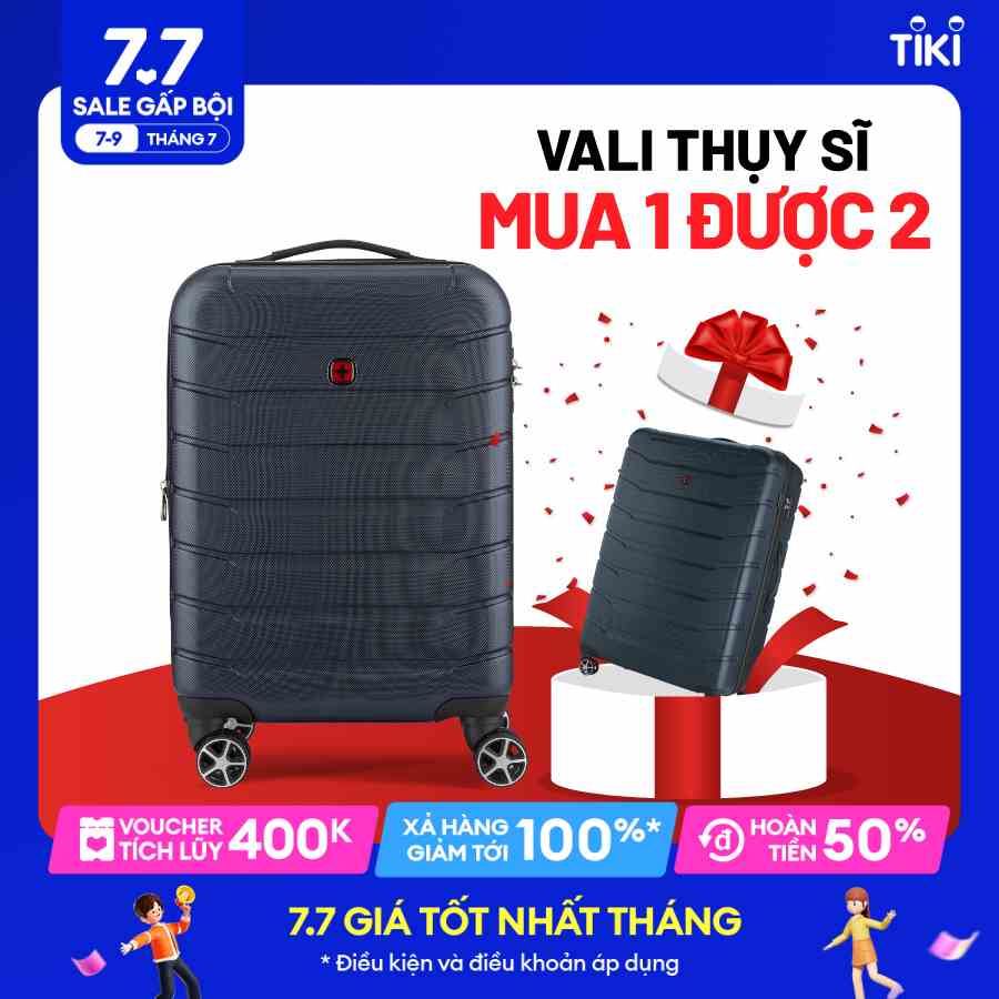 Combo vali kéo Vaiana WENGER - THỤY SĨ:Combo 01 vali kéo size cabin 55cm và 01 vali kéo size đại 87cm Vali kéo Thụy Sĩ