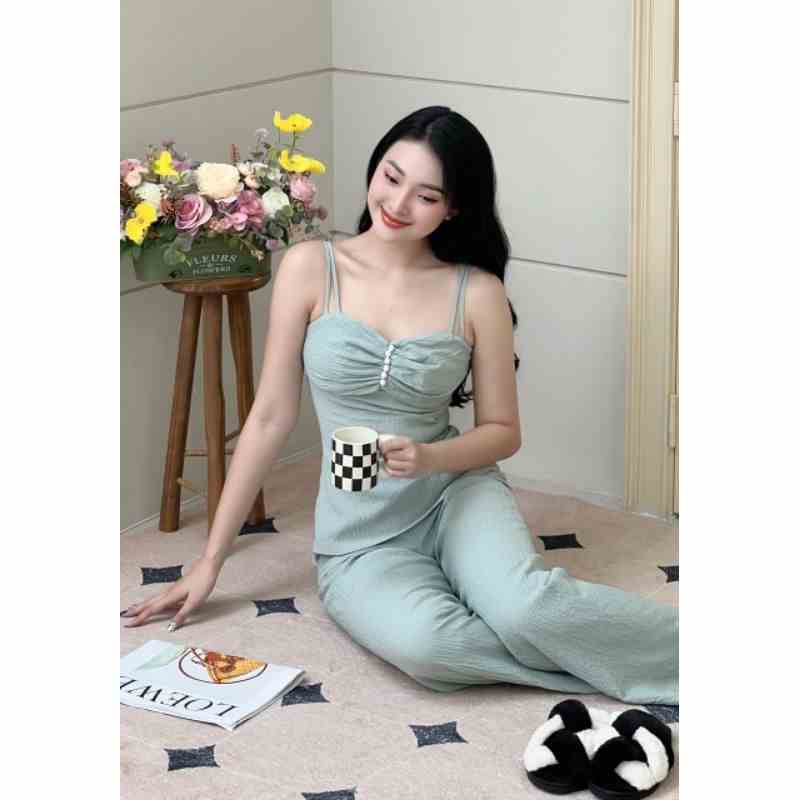 [Mã BMLTA35 giảm đến 35K đơn 99K] femei - JULIA - Set áo 2 dây quần dài ( Xanh nhạt )