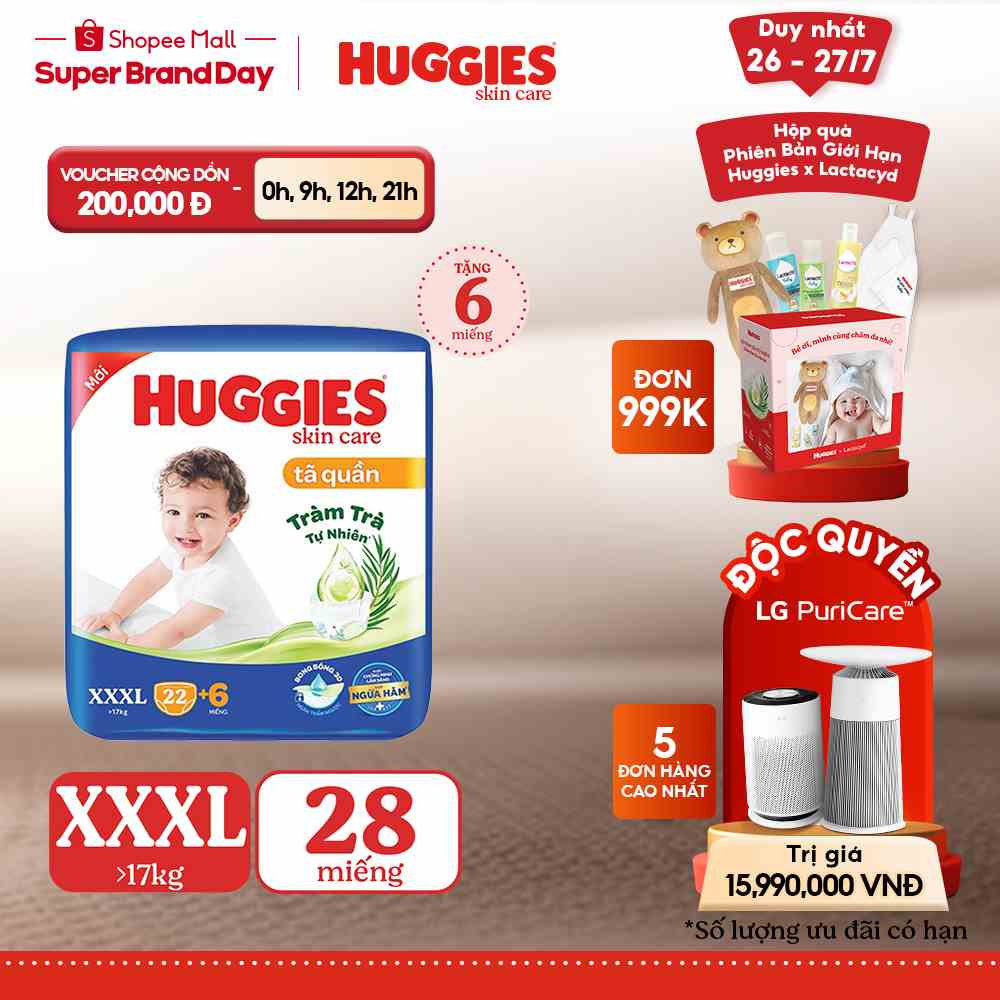 Tã quần Huggies Skincare Jumbo XXXL22+6