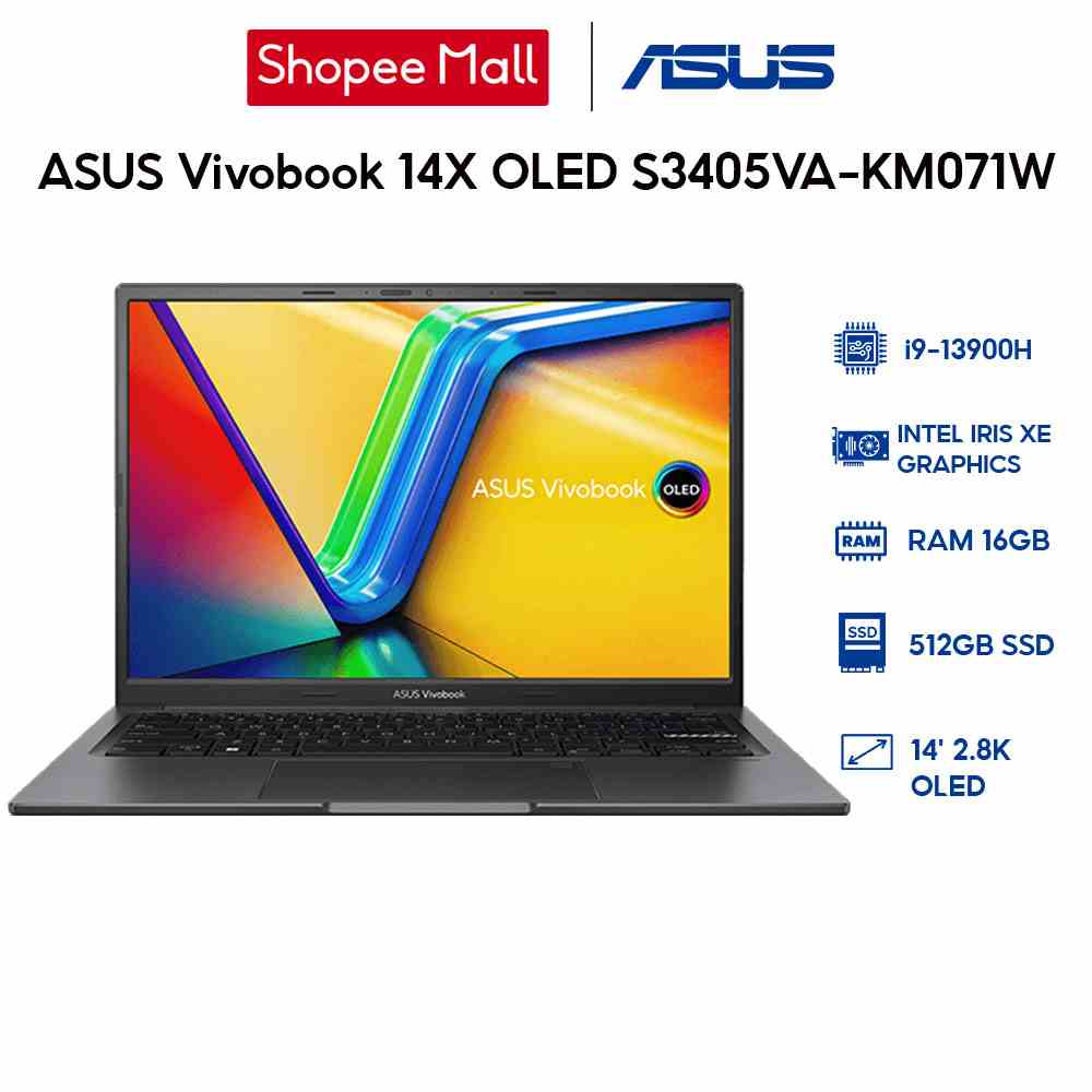 [Mã ELCL10 giảm 10% đơn 9TR] Laptop ASUS Vivobook 14X OLED S3405VA-KM071W i9-13900H | 16GB | 512GB | 14