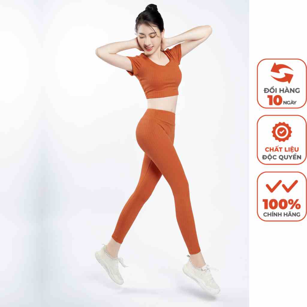 Bộ Tập Yoga 212204 Áo Croptop & Quần Legging Livan Sport Co Giãn Mềm Mịn