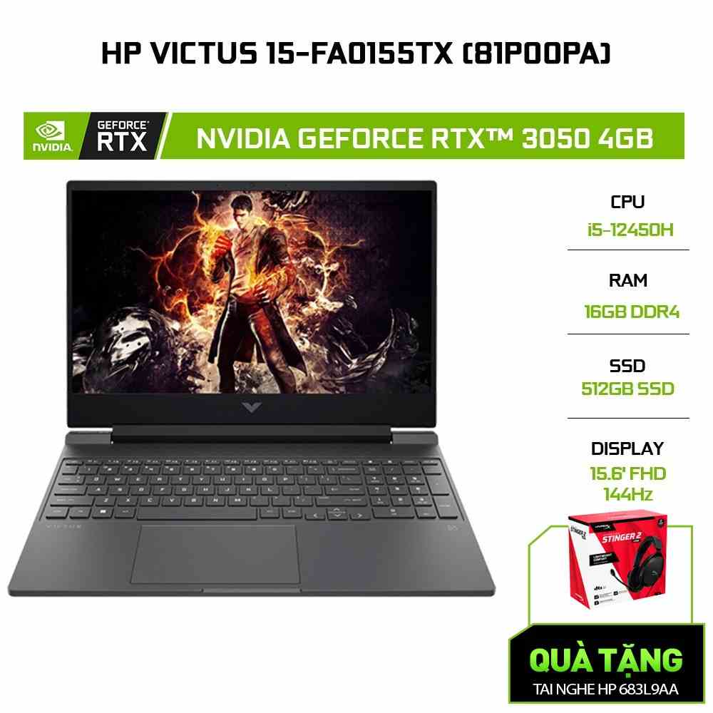 [Mã ELHP2TR5 giảm 12% đơn 18TR] Laptop HP Victus 15-fa0155TX 81P00PA i5-12450H16G512GRTX™ 3050 4G15.6 144Hz