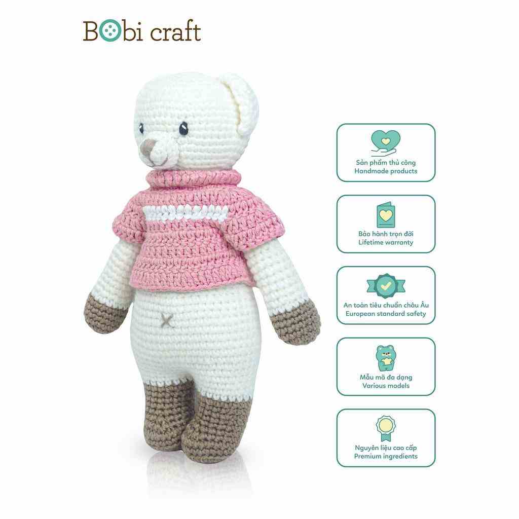 [Mã BMLTB200 giảm đến 100K đơn 499K] Thú bông len Bobi Craft - Gấu Lizzie đứng M - Đồ chơi an toàn quà tặng bé