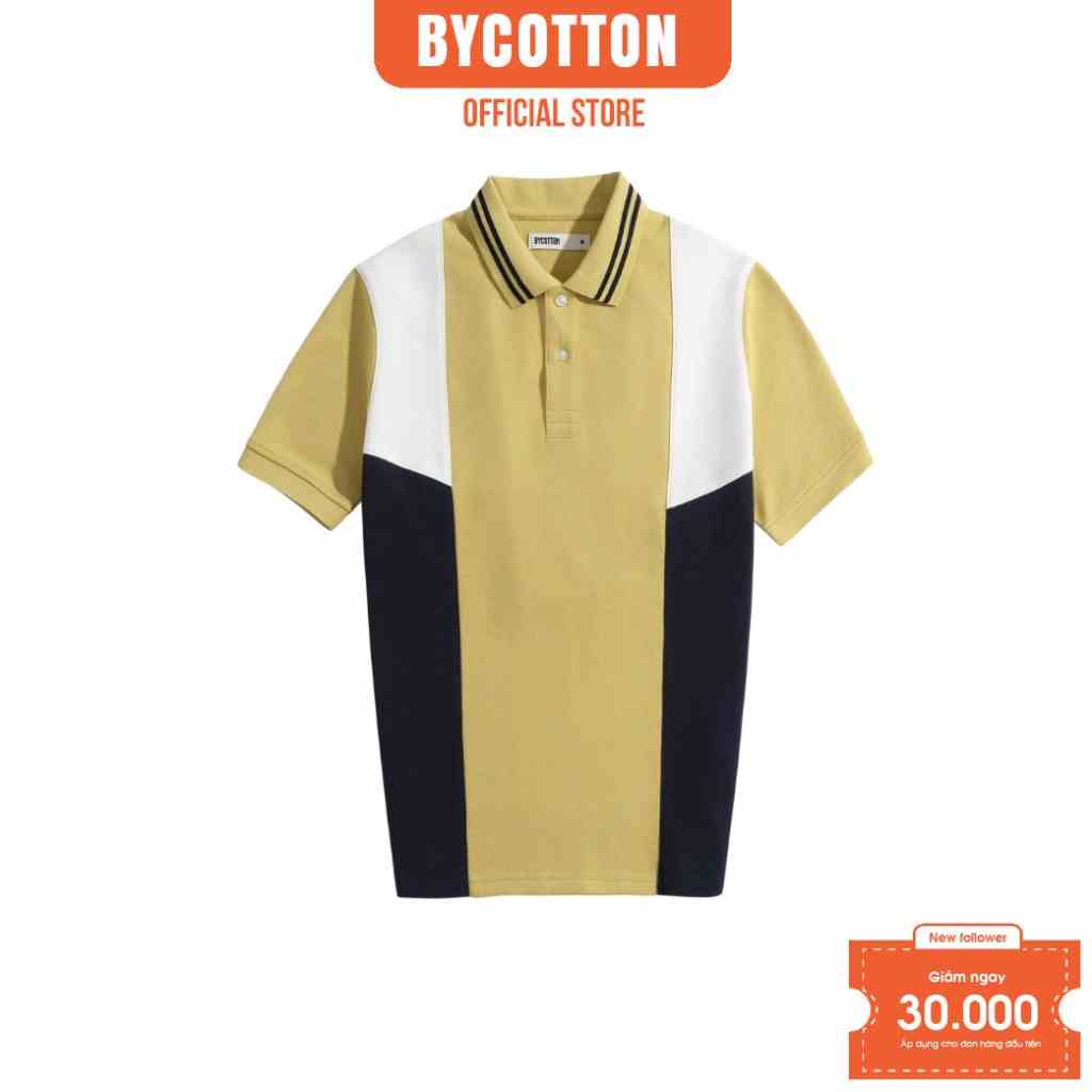 [Mã BYCO300T8 giảm 30% đơn 0K] Áo Thun Nam Polo Vàng Phối Trắng Xanh 2 Layer BY COTTON