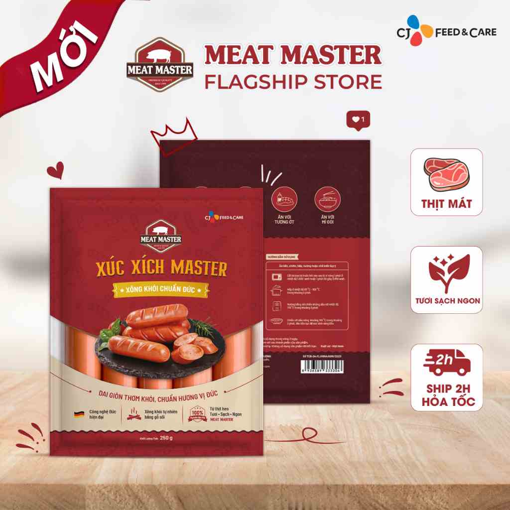 [Mã BMLTB200 giảm đến 100K đơn 499K] Xúc xích Master xông khói chuẩn Đức 250g