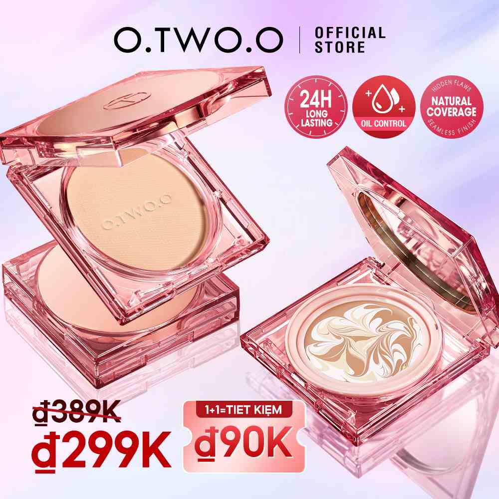 O.TWO.O phấn nén phủ + Phấn nước  BB cushion Phấn Nước Che Khuyết Điểm Kiềm Dầu Kháng Nước trang điểm cơ bản  khuôn mặt bộ